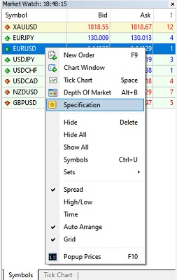 نحوه پیدا کردن اطلاعات مربوط به نرخ Swap در برنامه متاتریدر
